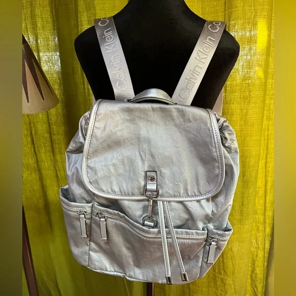 Calvin Klein Bags Metallic Silver Calvin Klein Backpack Poshmark